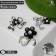Brooch "Flowers" Mini, Mix shape, black and white color in silver (indivisible packing 12 pcs., Price per pcs.)