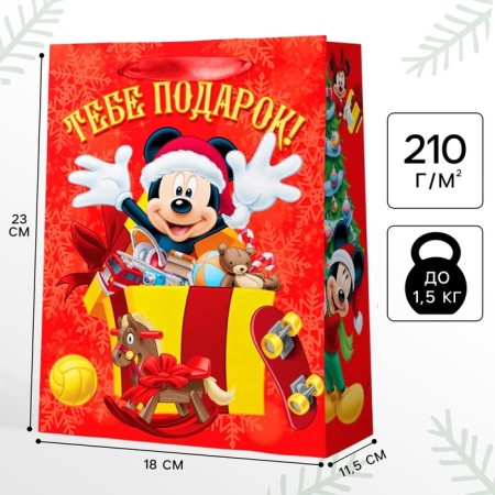 New Year. Gift package, 23x18x11.5 cm, packaging, Mickey Mouse