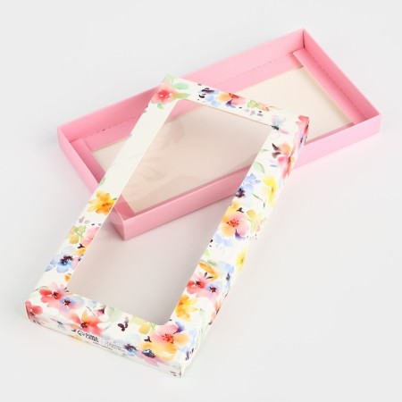 Box for chocolate "Flowers", with a window, 9.4 x 1.7 x 18.4 cm-1