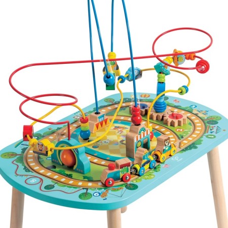 Labyrinth table with a railway Hape, on a stand-1