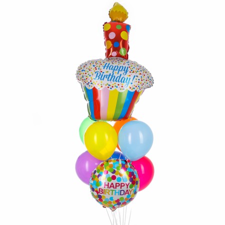 Набор шаров «Happy Birthday. Пироженка», латекс, фольга, 9 шт.-2