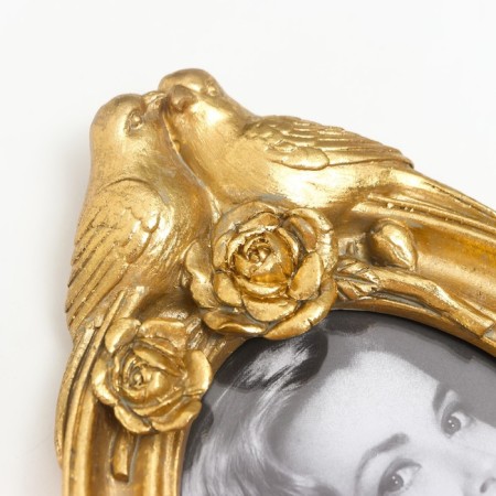Photo frame Polystone 10x15 cm "Two birds in flowers" golden 14x22 cm-3