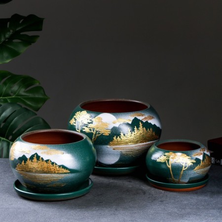 Set of pots 3 pcs. "Golden Pines" 5.5l, 3.5l, 1.5l