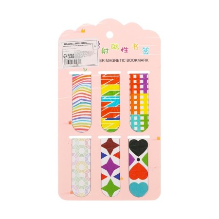 A set of magnetic bookmarks for books 6 pieces abstraction 60*19mm mix Calligrata-6