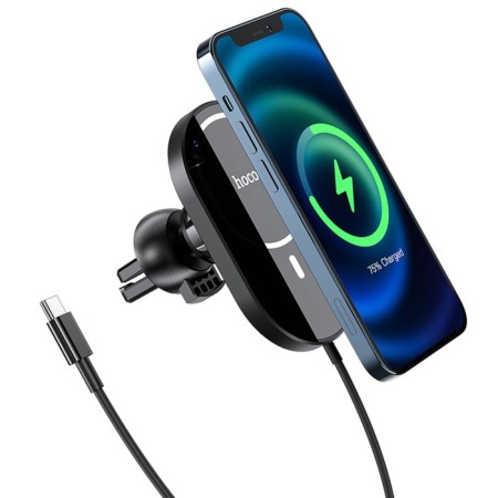 Holder for a smartphone in the Hoco CA90 Auto, with wireless charging, support for Magsafe, 15 watts-3