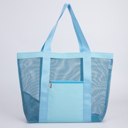 Bag - Shoper beach, 33x32x1 cm, with a grid, blue color-1