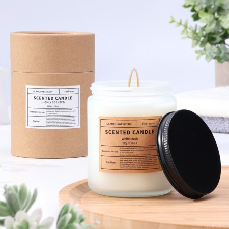 Aromatic candle in the Amehome School, 220 g, white musk, in a tube