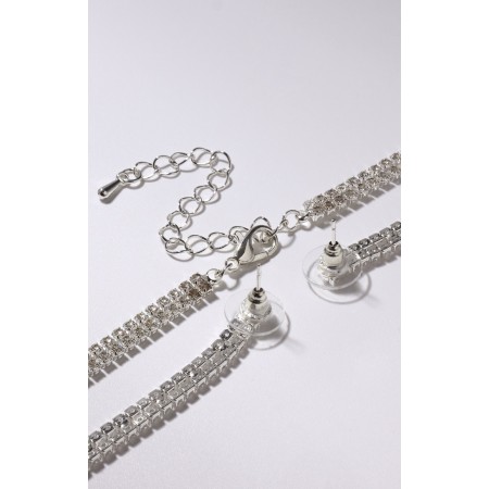 Set 2 objects: earrings, pendant "Elegance" burn, white color in silver, 42 cm-9
