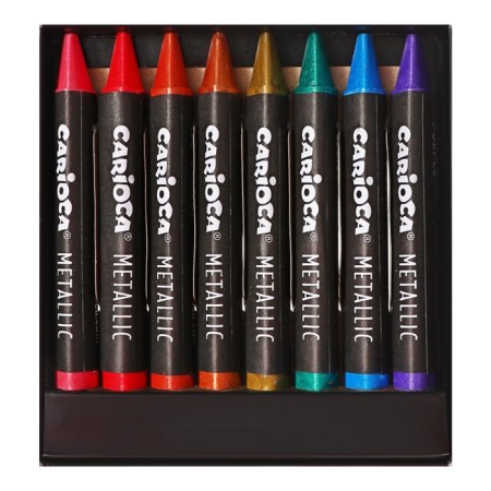 Loars of wax 8 colors, carioca maxi, bright, with the effect of metallic, maxi-triangular case, for dark surfaces-1