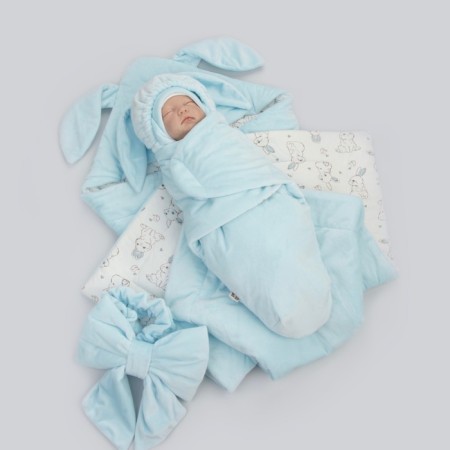 Set for discharge Winter Kinderlitto "Rabbit", 6 items, height 56-62 cm, blue color-2