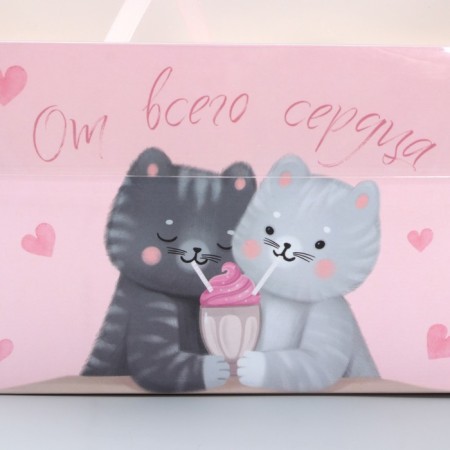 Capcake box, confectionery packaging, 4 cells "from the entire heart", 16 x 16 x 10 cm-3