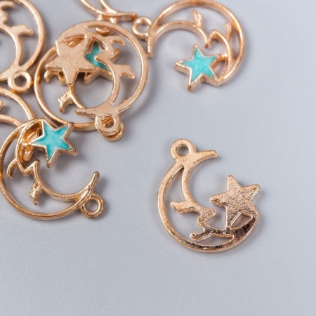 Decor for creativity Metal, enamel "Month with an asterisk" Blue 2x1.5 cm-1