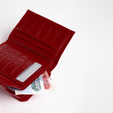 Women's wallet on the button, red color-6