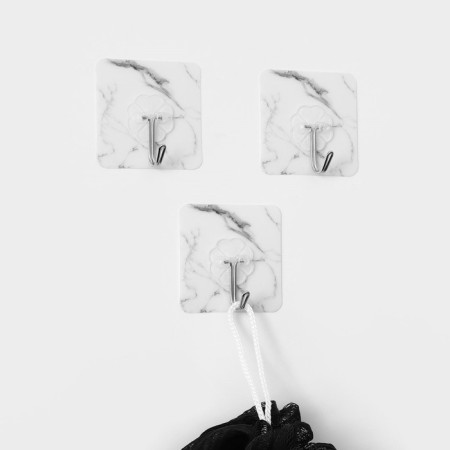 Self -adhesive “marble” hook, 3 pcs, white color-1
