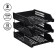 A set of horizontal paper trays, Strong 3 pieces, on metal rods, black