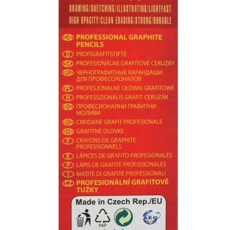Pencil Professional Chernographic 2.5 mm, KOH-I-NOOR 1900 3B, L = 175 mm-4