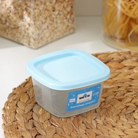 Food container Ricco, 230 ml, 9.6 × 9.6 × 5.2 cm, square, transparent color, blue cover-2