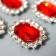 Decor for creativity Metal "Medallion octagonal" red crystal rhinestones 2x1.5 cm