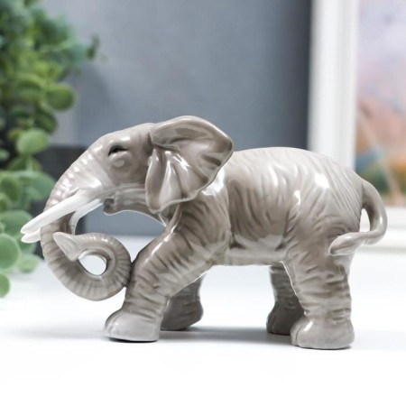Souvenir Ceramics "Gray Elephant - trunk Twist" 10.5 cm-1