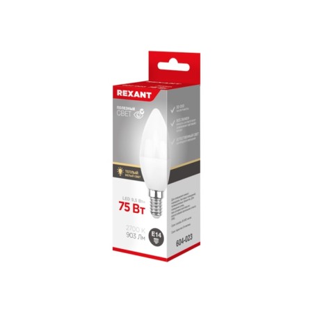 LED Candle Lamp (CN) 9.5W E14 903LM 2700K Warm light Rexant-3