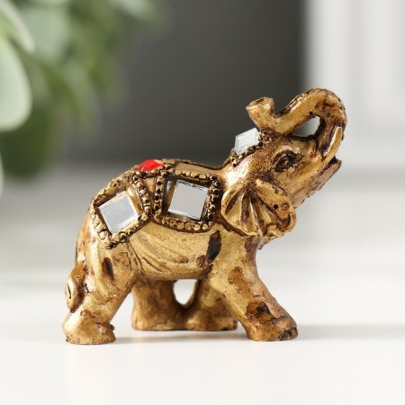 Polystone souvenir "Little Elephant with Mirror Mosaic and Rubin on the Popon" 3.8x3.5x1.8 cm 544919
