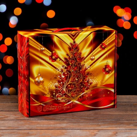 Gift box "Festive silk" in red 29 x 9 x 25 cm-1
