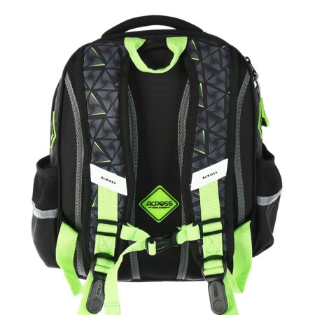 School backpack 40x33x15cm, ergonomic back, Across 410, gray/green-4