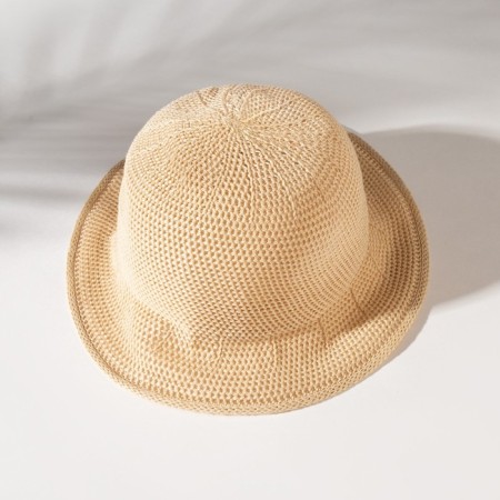 Hat for Minaku girl with a bow, milk color, rr 50-52-4