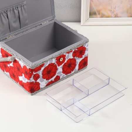 Casket for needlework "Red poppies on white" 19x26x14.5 cm-3