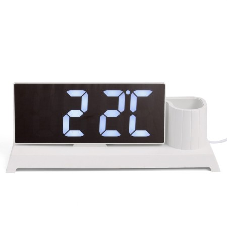 Clock - Electronic, desktop, white indication, 11 x 25 cm, from USB-4