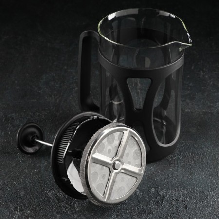 Teapot of a tender jacket - press "Venom", 800 ml, glass, black color-1