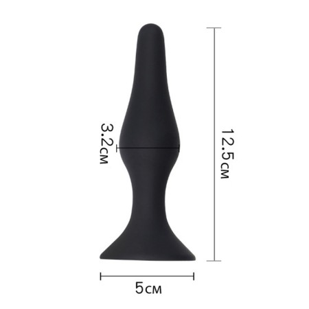 Anal traffic jam, oki-horses, cone, Soft silicone, 12.5 x 3.2 cm, black-1