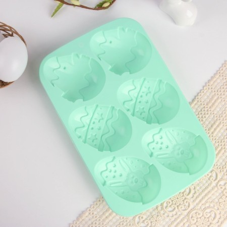 Silicone form on Easter "Hares and Chickens", Blue-2