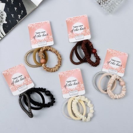 Hair elastic band "Milena" (set of 3 pcs) Aard Spring, 4 cm, mix-1