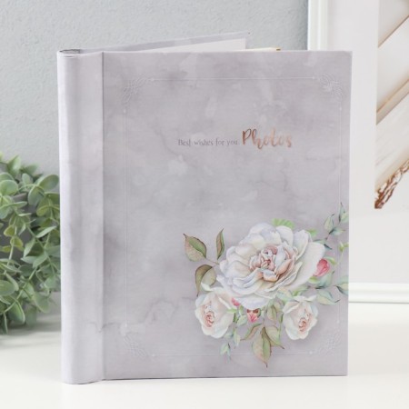 Photo album magnetic 20 sheets 23x28cm "Flower collection14 (3 white roses)"