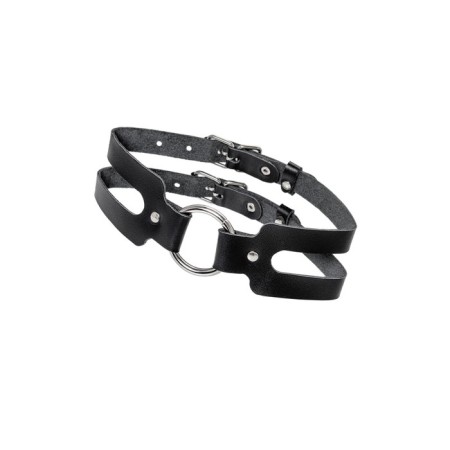 Pecado BDSM chocker-sewer, two straps, genuine leather, black-3