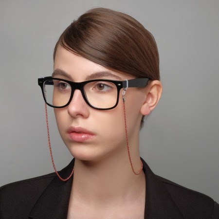 Chain for glasses "Aesthetics" No. 32, red-silver color, 70 cm-3