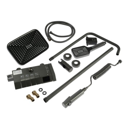 The shower system Zein Z3896, the upper and hand watering can, PVC hose, temperature screen, graphite-22