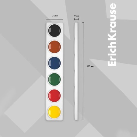 Watercolor 6 colors Erichkrause Basic, in soft plastic, cardboard with euro suspension, without brush-10