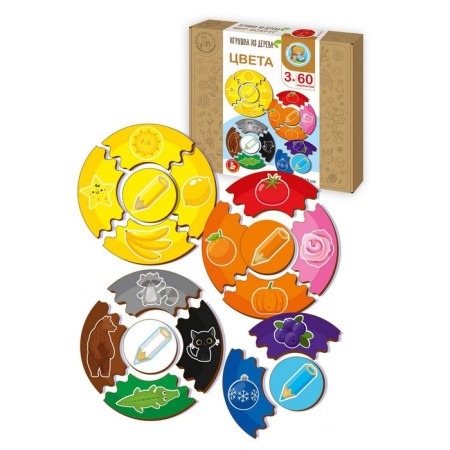 Puzzles made of wood “My first puzzles. Colors ", 60 email.-1