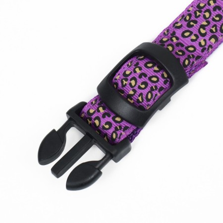 Collar with backlight leopard 3 glow modes, size L, Osh 48-60 x 2.5 cm violet-7