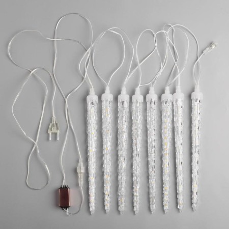 Garland “icicles rhyflated” 2.5 × 0.3 m, IP65, transparent thread, 192 LED, glow warm white with a drain effect, 12 V effect-3