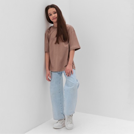Children's Minaku T -shirt, beige color, height 128 cm-1