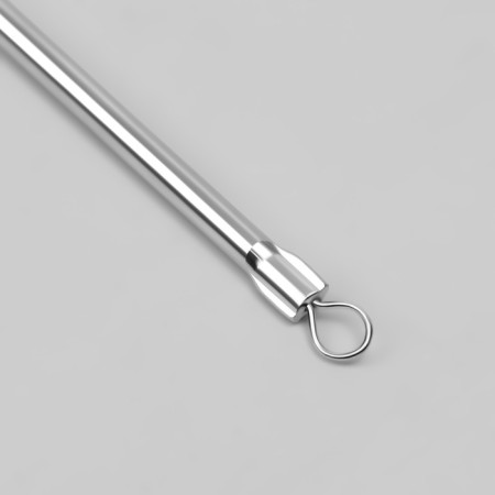 Cosmetology spoon "Uno", bilateral, with a loop, 12.5 cm, silver color-1