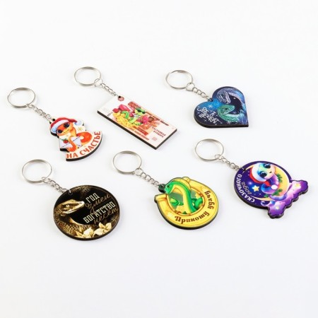Wooden keychain "New Year", a mix of 6 pieces-2