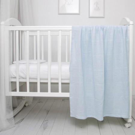Knitted blanket, size 90x118 cm, blue color-2