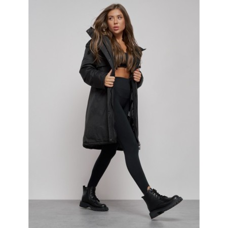 Coat insulated winter female, size 42, black color-10