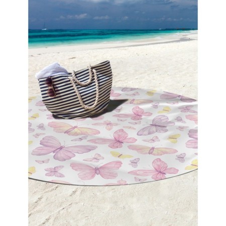 Pareo and beach rug "Delicate butterflies", D = 150 cm-2