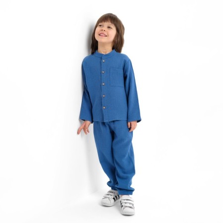 Костюм (рубашка и брюки) детский KAFTAN "Муслин", р.26 (80-86см) синий-3