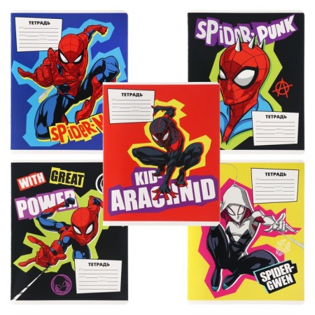 Notebook in a line of 18 sheets, 5 types of mix, cover coated cardboard, spider-man-12